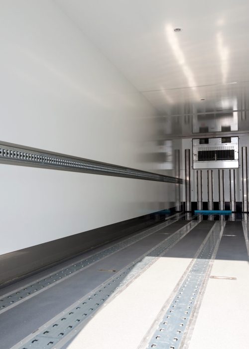 Interior of an empty refrigerated trailer
